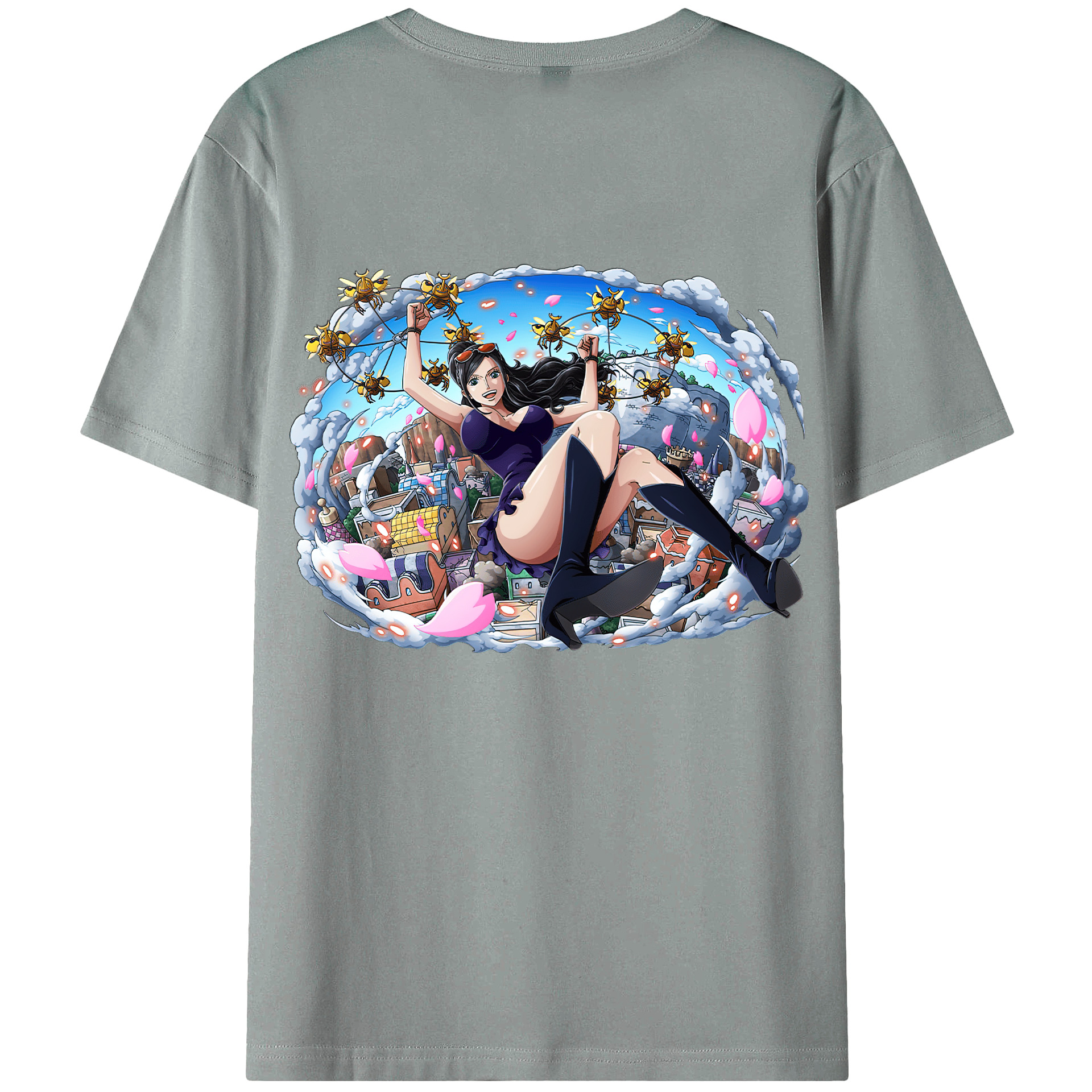 ワンピース ニコ・ロビン ONE PIECE Nico Robin 綿100％ メンズ半袖Tシャツ（バックプリント） 通気性